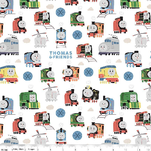 Riley Blake Thomas & Friends Sodor Railway Main White